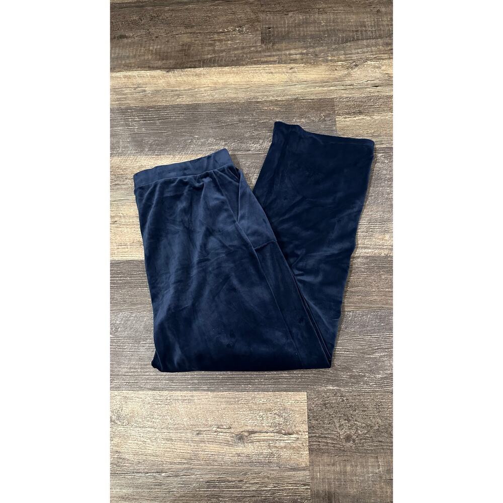 Leo & Nicole Womens Navy Blue Stretch Elastic Waist Velvet Sweatpants Sz PXL NWT